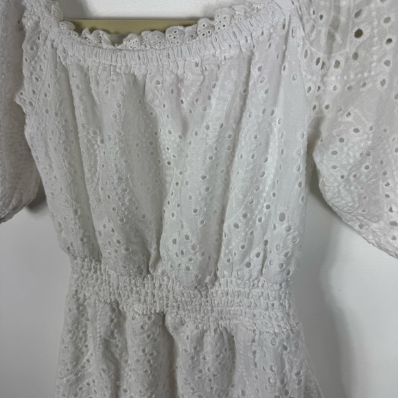 Betsey Johnson White Eyelet Dress Womens Medium Cotton Long Flowy Feminine - Picture 6 of 7